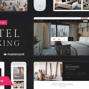 Hotel Booking WordPress Theme with resort room listings and online booking form