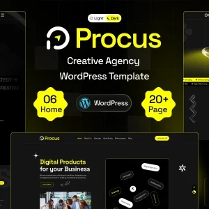 Procus WordPress Theme creative agency homepage layout with portfolio and service sections
