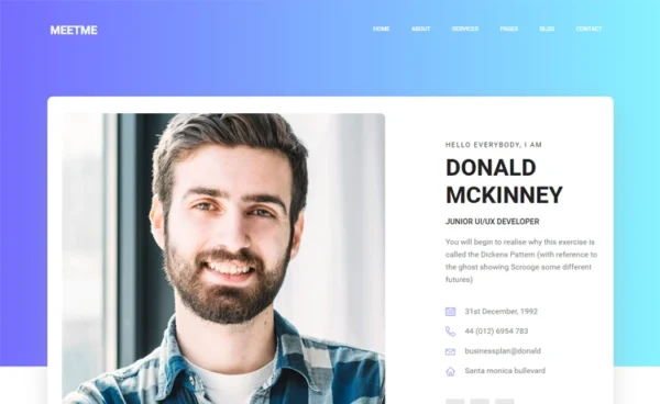 MeetMe – Personal Portfolio Website Template